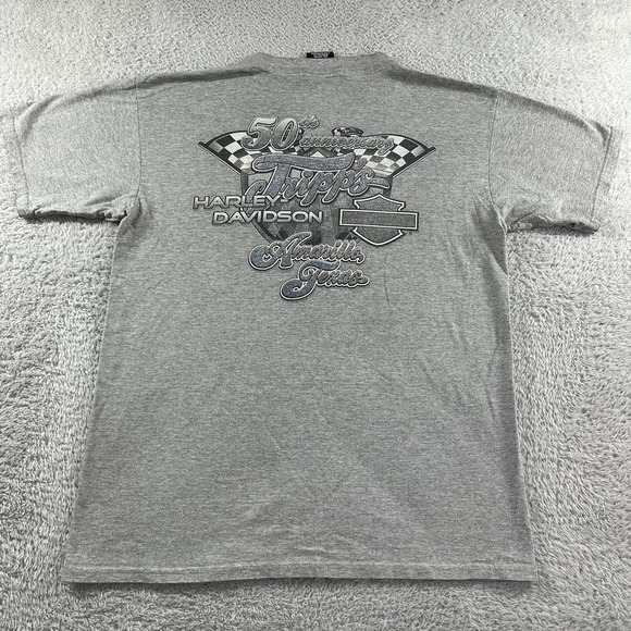 Vintage Harley Davidson Shirt Mens Medium Gray Amarillo TX Tripp's Faded - Picture 2 of 9
